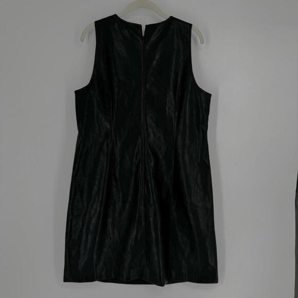 J.crew dress 14 black faux leather shift mini fall witchy goth vampire halloween - Picture 5 of 7